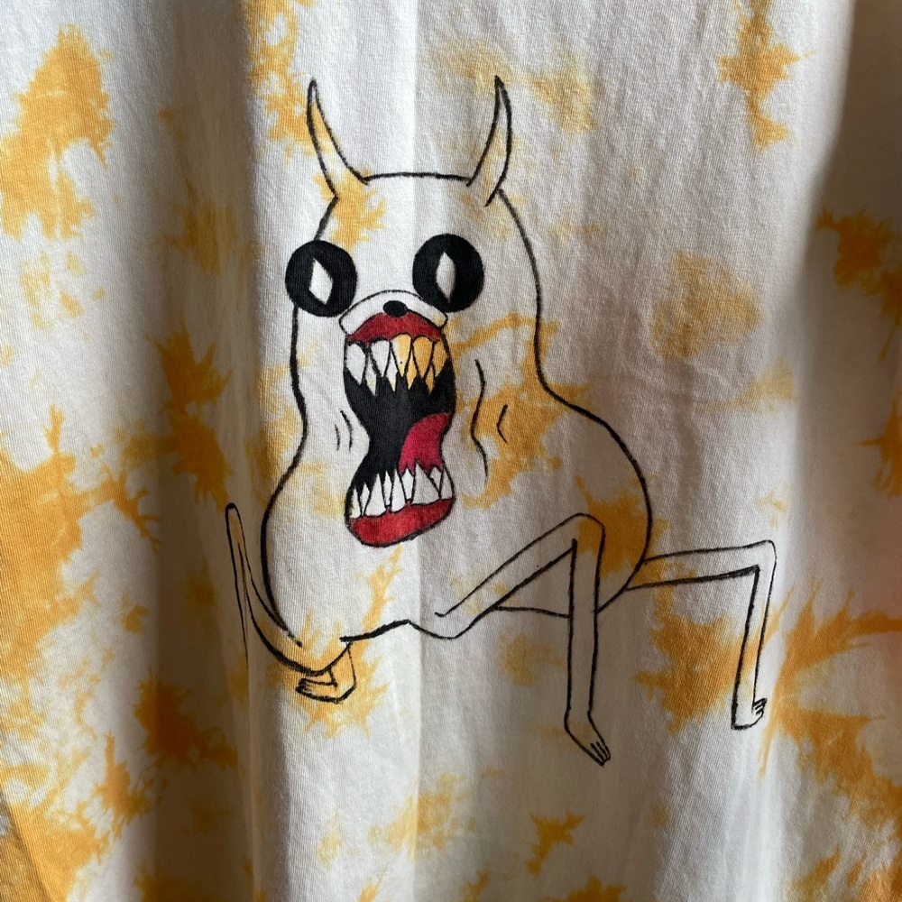 Adventure time scary Jake the Dog hand painted tie dye v neck tee - Picture 12 of 17